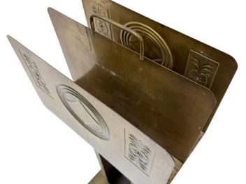 Vienna Secession Patinated Brass Magazine Rack, 1900s